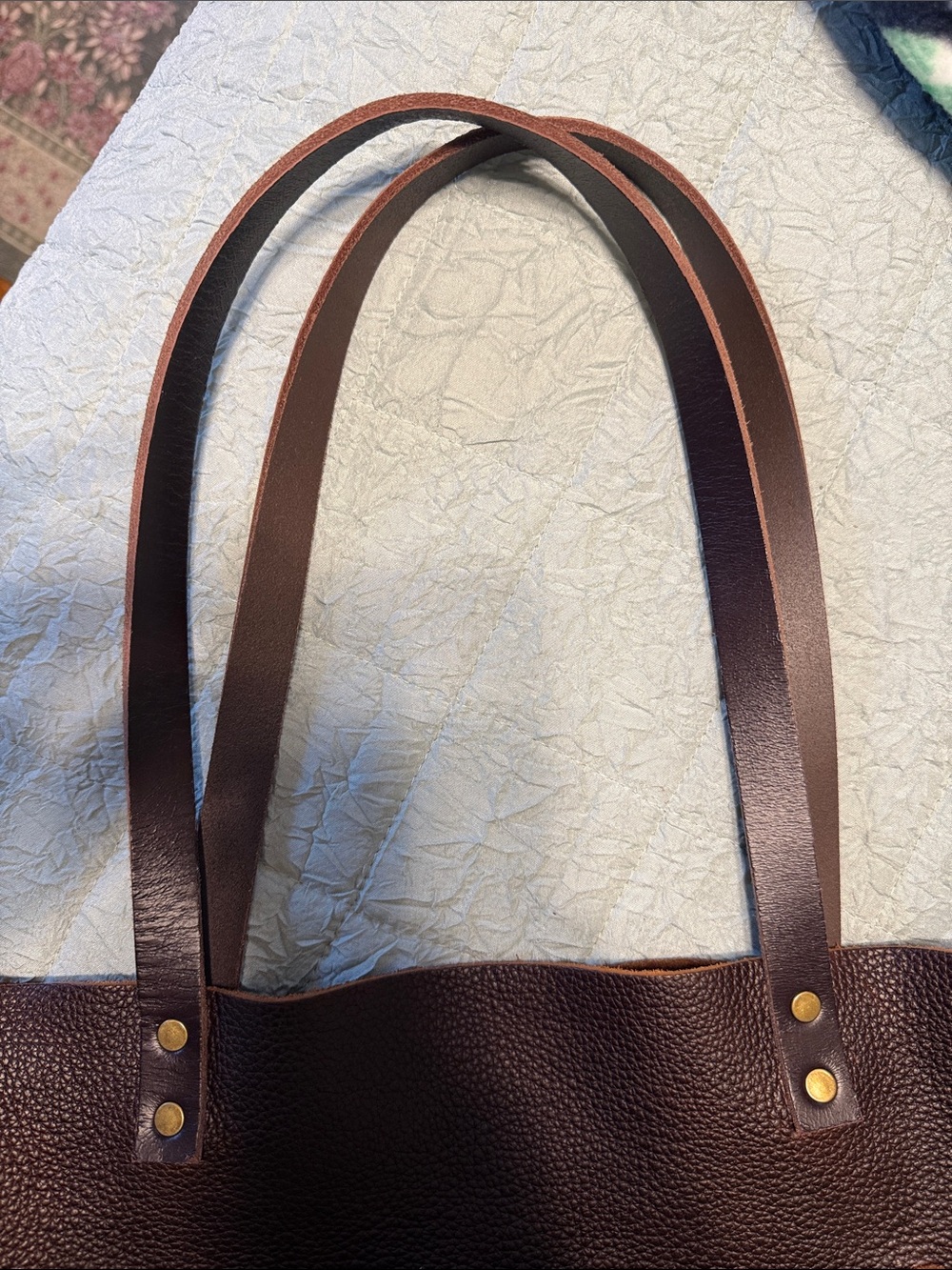 Portland Leather Brown Pebbled Leather Shoulder Tote - Picture 3 of 5